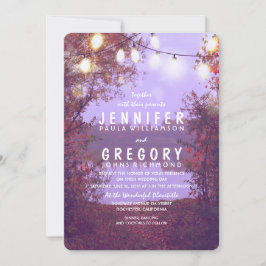 Lake and String Lights Outdoor Wedding Invitation Kaart