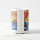 'Lake and Tree in Yellow' Acrylkunst op Canvas Koffiemok (Center)