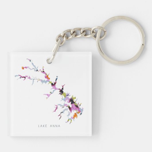 Lake Anna Silhouette Map Sleutelhanger (Achterkant)