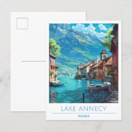 Lake Annecy Frankrijk Vintage Travel Briefkaart
