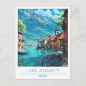 Lake Annecy Frankrijk Vintage Travel Briefkaart (Voorkant)