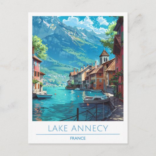 Lake Annecy Frankrijk Vintage Travel Briefkaart (Voorkant)