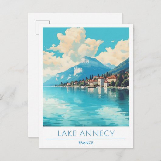 Lake Annecy Frankrijk Vintage Travel Briefkaart (Voorkant / Achterkant)