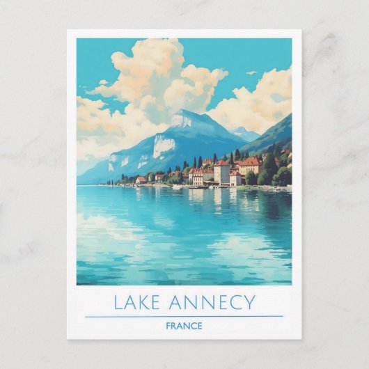 Lake Annecy Frankrijk Vintage Travel Briefkaart (Voorkant)