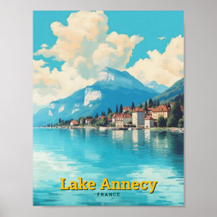 Lake Annecy Frankrijk Vintage Travel Poster