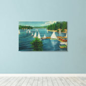 Lake Arrowiad, CA Yacht Club Racing Canvas Afdruk (Insitu (Houten vloer))