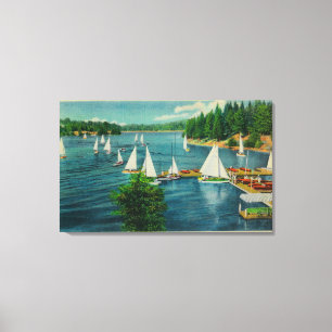 Lake Arrowiad, CA Yacht Club Racing Canvas Afdruk