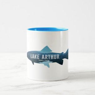 Lake Arthur Pennsylvania Vis Tweekleurige Koffiemok