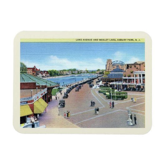 Lake Ave. en Wesley Lake, Asbury Park NJ  Magneet (Horizontaal)