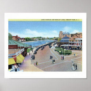 Lake Ave. en Wesley Lake, Asbury Park NJ Poster