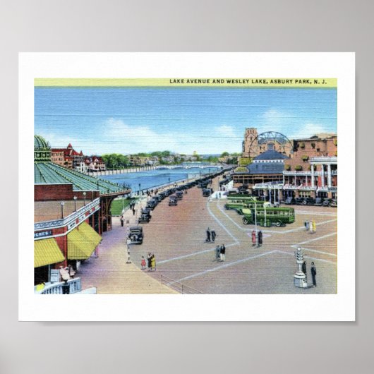 Lake Ave. en Wesley Lake, Asbury Park NJ  Poster (Voorkant)