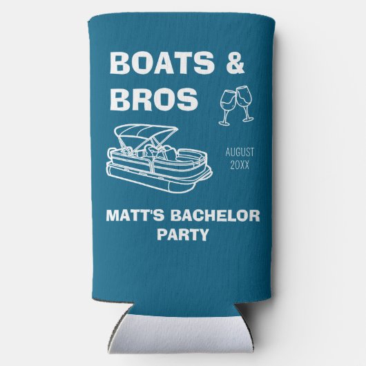 Lake Bachelor-boten en broers aangepaste vrijgezel Seltzer Blikjeskoeler (Achterkant)