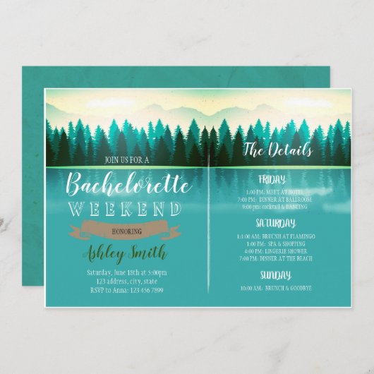 Lake bachelorette party uitnodiging (Voorkant / Achterkant)
