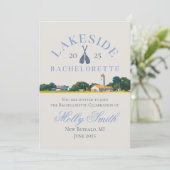 Lake Bachelorette Weekend Blue Nautical Route Kaart (Staand voorkant)