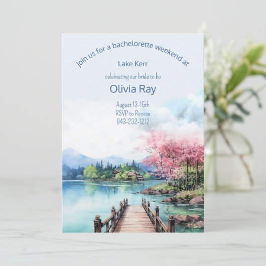 Lake Bachelorette weekend uitnodiging en route (Staand voorkant)