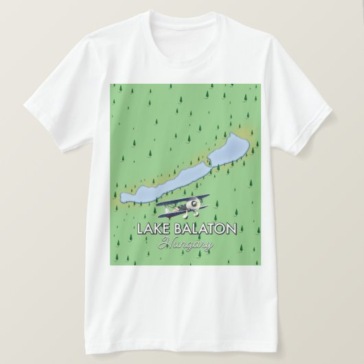 Lake Balaton Hongarije kaart T-shirt (Design voorkant)