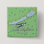 Lake Balaton Hongarije kaart Vierkante Button 5,1 Cm (Voorkant)