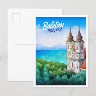 Lake Balaton Hungary Kunst Waterverf Reizen Briefkaart