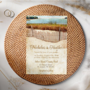 Lake Beach Summer Wedding Invitation Kaart