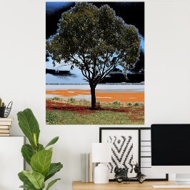 Lake Beeac Solo Tree Poster