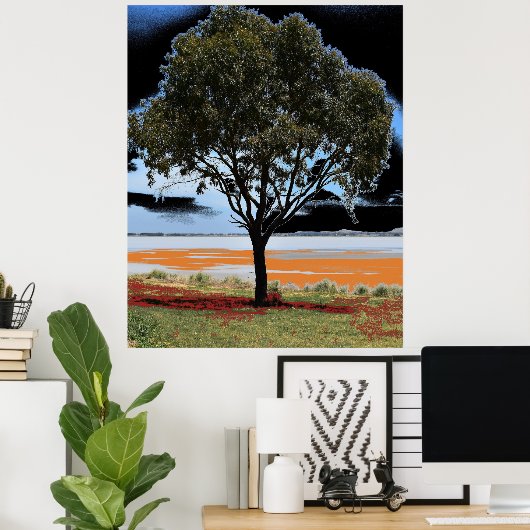 Lake Beeac Solo Tree Poster (Thuiskantoor)