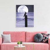 Lake Bird en Volle Maan Canvas Art Print (Insitu (Woonkamer))