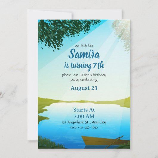 Lake Birthday invitation template River bday Kaart (Voorkant)