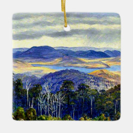 Lake Biwa, Japan, fijne kunstschilderij, Keramisch Ornament