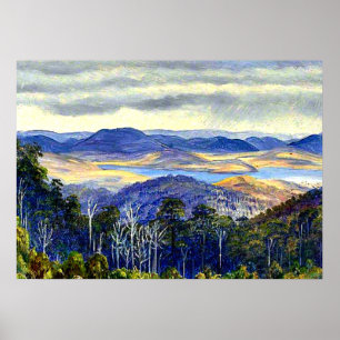 Lake Biwa, Japan, landschapsschilderij Poster