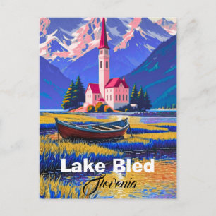 Lake Bled Aquarel Ansichtkaart Slovenië Reis Poste Briefkaart