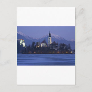 Lake Bled bij zonsondergang Briefkaart