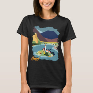 Lake Bled Eiland Berg Retro Reizen T-shirt