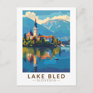 Lake Bled Slovenië Reiskunst Vintage Briefkaart