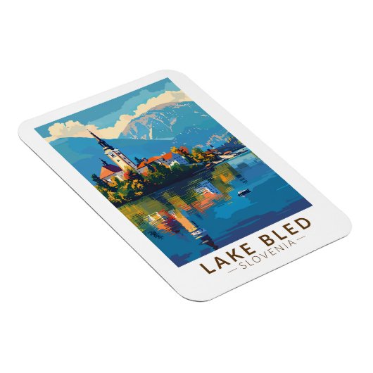 Lake Bled Slovenië Reiskunst Vintage Magneet (Rechterzijde)