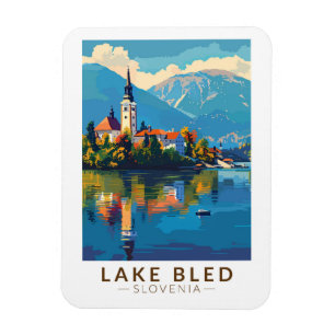 Lake Bled Slovenië Reiskunst Vintage Magneet