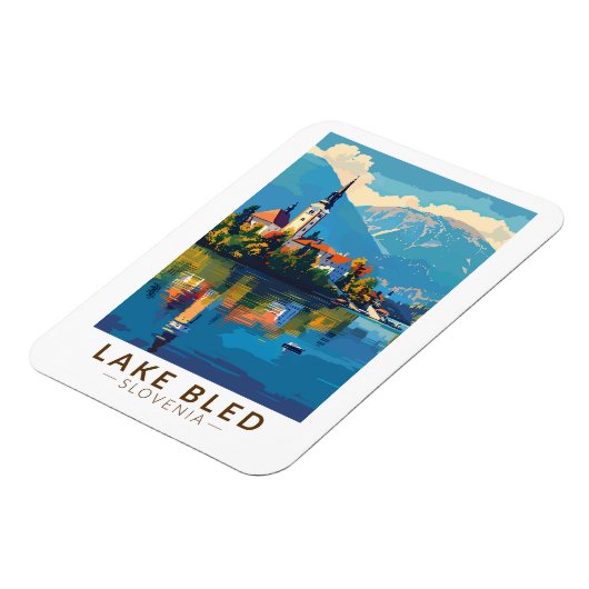 Lake Bled Slovenië Reiskunst Vintage Magneet (Linkerzijde)