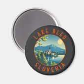 Lake Bled Slovenië Reiskunst Vintage Magneet (Voorkant / Achterkant)