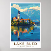 Lake Bled Slovenië Reiskunst Vintage Poster (Voorkant)