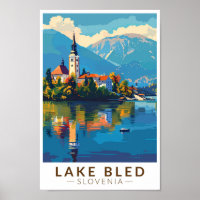 Lake Bled Slovenië Reiskunst Vintage