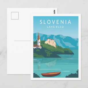 Lake Bled Slovenië Travel Place Illustratie Briefkaart