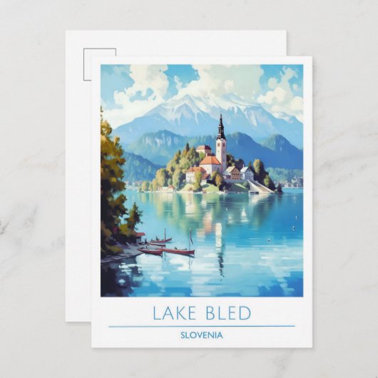 Lake Bled Slovenië Vintage Reizen Briefkaart (Voorkant / Achterkant)