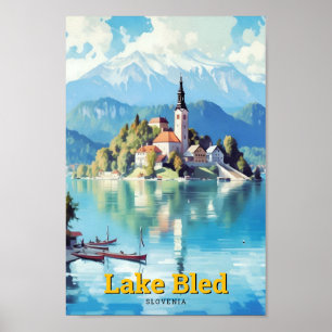Lake Bled Slovenië Vintage Reizen Poster