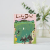 Lake Bled  stijl reisposter Slovenië Briefkaart (Staand voorkant)