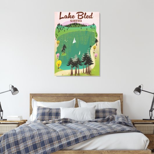 Lake Bled  stijl reisposter Slovenië Canvas Afdruk (Insitu (Slaapkamer))