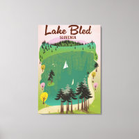 Lake Bled  stijl reisposter Slovenië