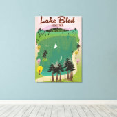 Lake Bled  stijl reisposter Slovenië Canvas Afdruk (Insitu (Houten vloer))