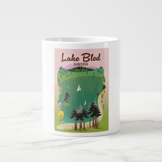 Lake Bled stijl reisposter Slovenië Grote Koffiekop (Voorkant)