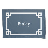 Lake Blue Grieks Sleutel Monogram Standaard Kussen Kussensloop (Voorkant)