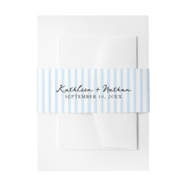 Lake Blue Striped Wedding Belly Band Uitnodigingen Wikkel