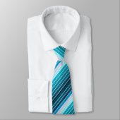Lake Blue Stripes Mannen Mode Stropdas (Gebonden)